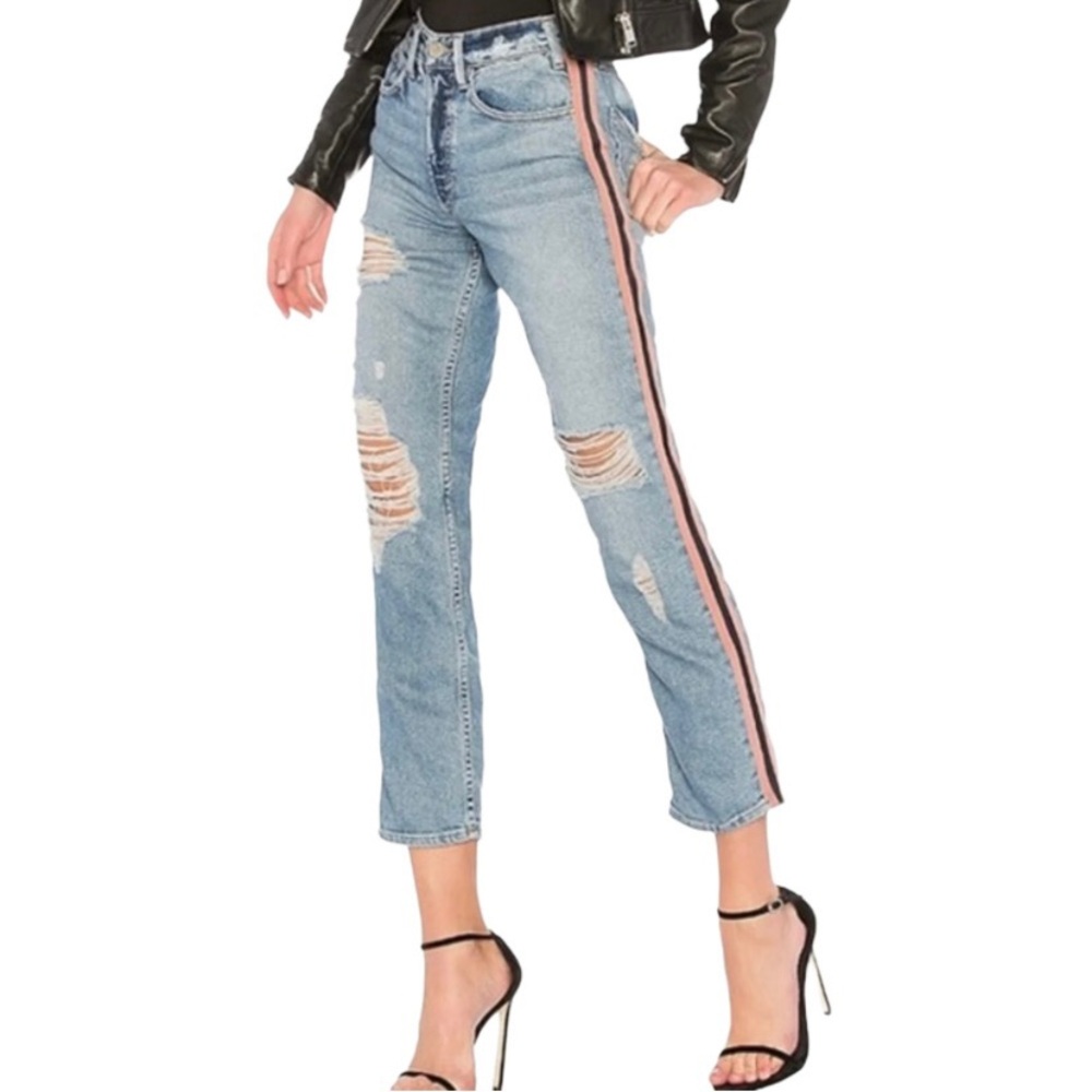 MCGUIRE Denim Ibiza High Rise Jeans in La Sirenuse Track Stripe 29